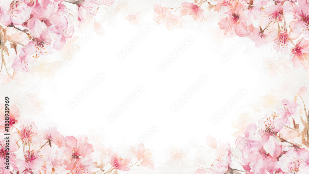 Fototapeta premium Watercolor Cherry Blossom Frame