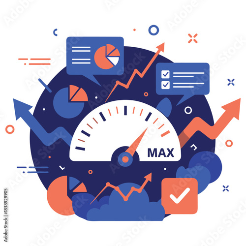Colorful dashboard with charts and graphs illustrating max performance