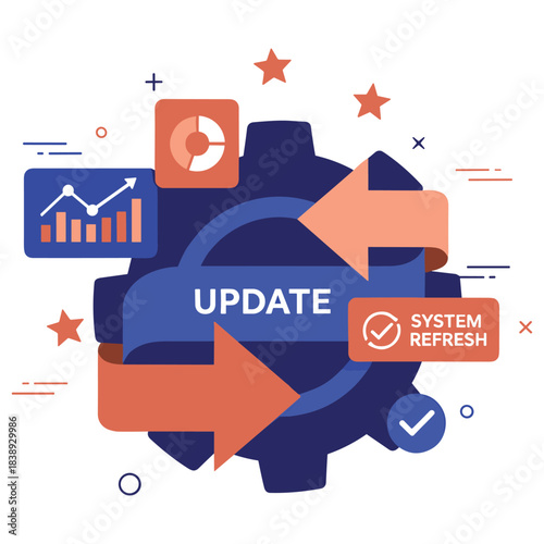 System update and refresh with data charts and arrows