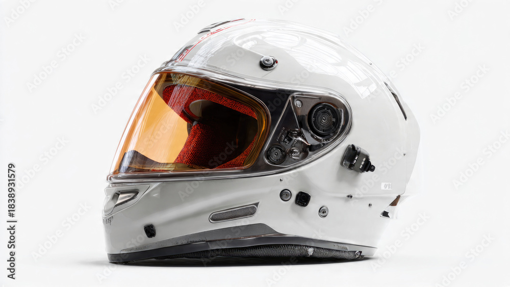 Fototapeta premium White Racing Helmet with Tinted Visor