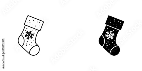 Christmas stocking line icons collection, holidays and gifts, Christmas stocking vector icon set, vector graphics, editable stroke line sign, vector illustration, eps 10.