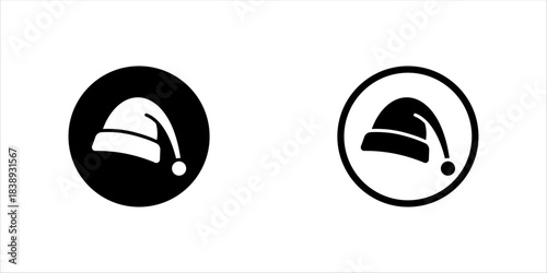 Santa hat icon set, Santa Claus Christmas hat icon, editable stroke, flat design style isolated on white linear pictogram, button, vector, sign, symbol, logo, vector illustration, eps 10.