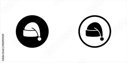 Santa hat icon set, Santa Claus Christmas hat icon, editable stroke, flat design style isolated on white linear pictogram, button, vector, sign, symbol, logo, vector illustration, eps 10.