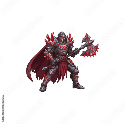 pixel art ruby shard berserker raging violently with sharp crystalline spikes and destructive force