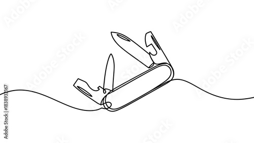 a multifunction pocket knife with several open tools, symbolizing utility, preparedness, craftsmanship, and everyday carry concepts.