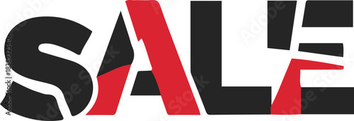 A bold "SALE" text logo featuring black letters with sharp, dynamic red accents and fractured elements, creating a striking and modern design.