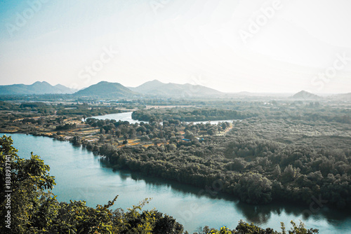 Aerial view of the beautiful Pranburi River landscape