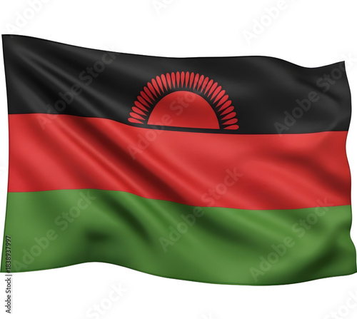 The Malawian flag flies