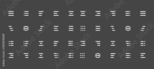 menu icon set. Navigation bar with three horizontal bars, squares, dots and ellipsis. Template navigation, Icon, dropdown button web symbol. Vector illustration