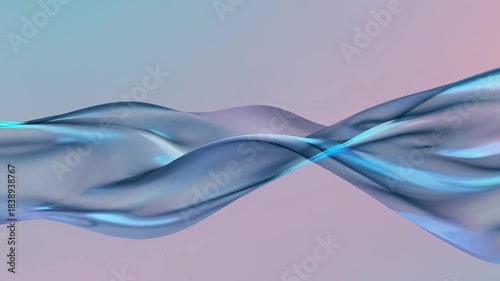 This mesmerizing video presents flowing waves of translucent blue material, gracefully undulating against a soft pastel background. The soothing movement creates a tranquil atmosphere, showcasing the 