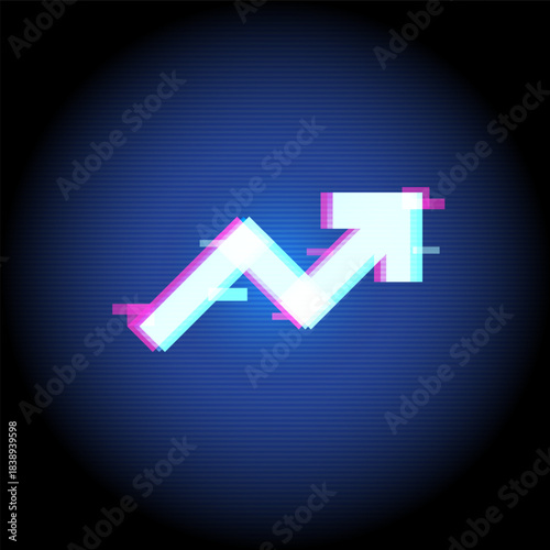 Business growth analytics neon glitch chart