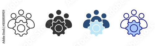 Team Collaboration Icon Set. Designed In Multi Style