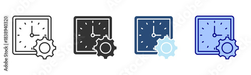 Time Management Icon Set. Designed In Multi Style