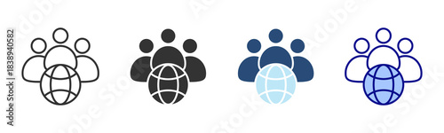 Team Network Icon Set. Designed In Multi Style