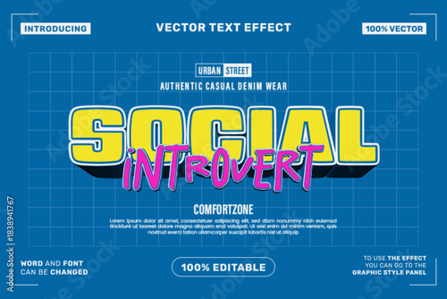 Social Introvert Text Effect – Colorful Urban Editable Vector Typography