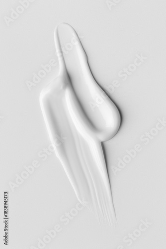 White Skincare Cream Texture in Minimalist Glossy Smear