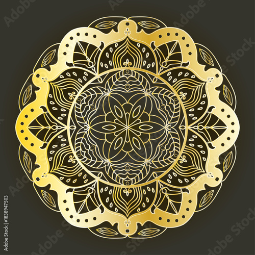 luxury golden mandala on drak background