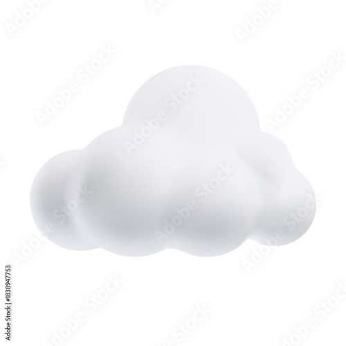 White cloud 3D plastic style vector icon, cartoon weather forecast cloudy symbol, realistic meteorology, volume bubble