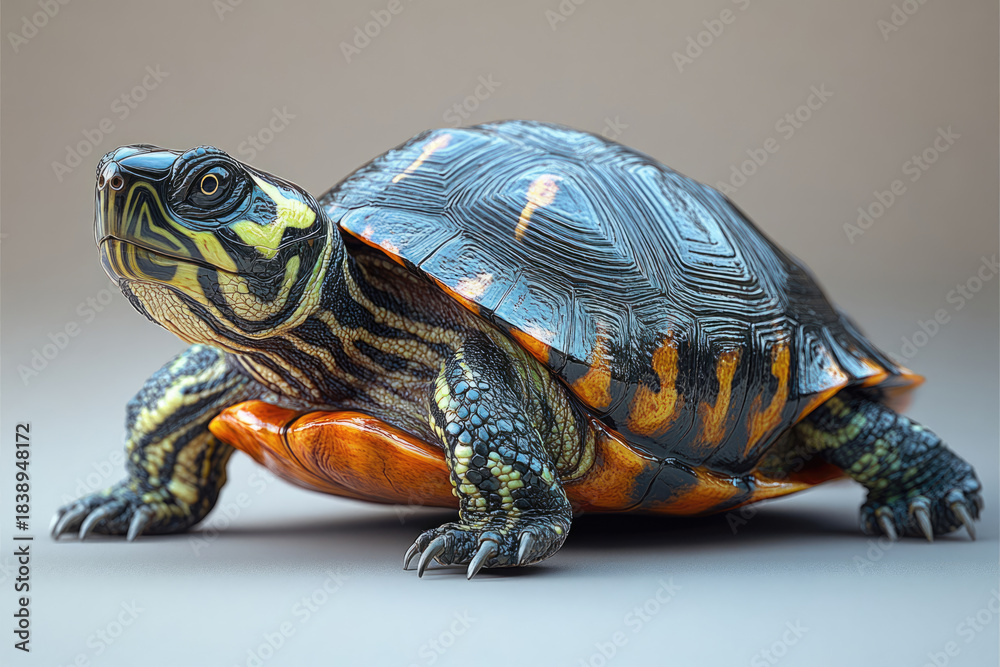 Obraz premium Hyperrealistic Turtle Radiating Light in a Minimalist Studio