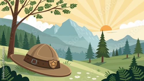 National Park Service Founders Day 3D Vector Illustration