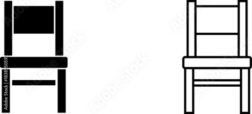 Two chair icons showing different designs and colors for use in various visual projects or applications