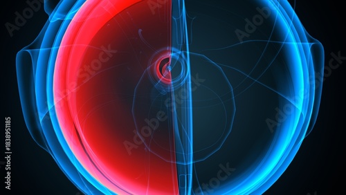 Eye vitreous body anatomy. 3d illustrations