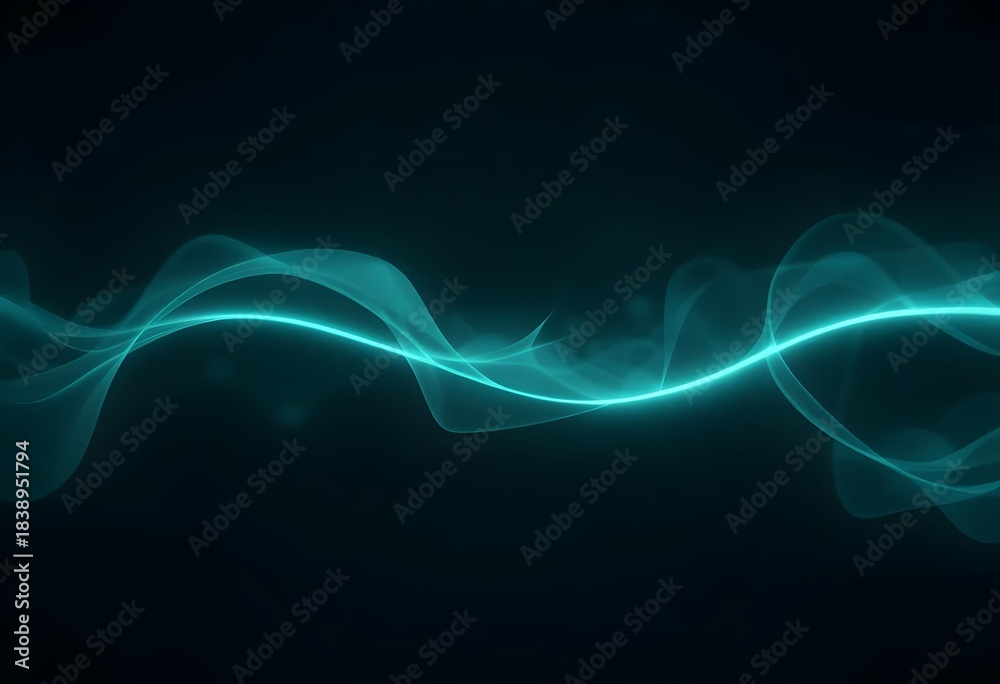 Fototapeta premium Modern Teal Luminous Ribbon with Calm Atmosphere