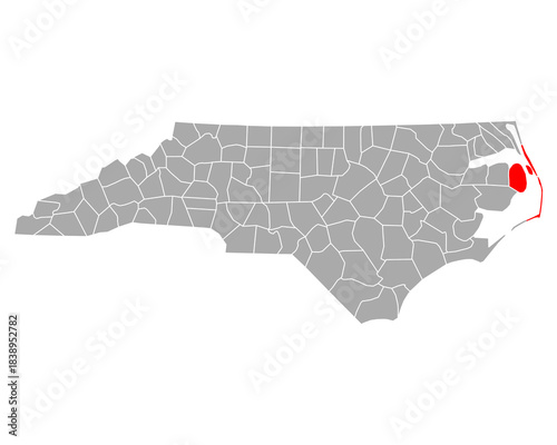 Karte von Dare in North Carolina