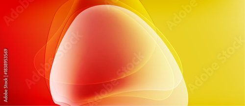 Abstract vibrant design. Red, orange, yellow hues blend smoothly. Soft curves create flowing visual impact. Warm tones dominate composition.
