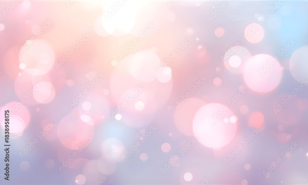 Obraz premium Soft pastel bokeh lights background, romantic festive dream scene