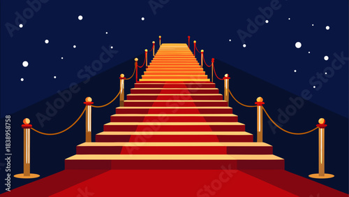 Red carpet stairs leading to the top