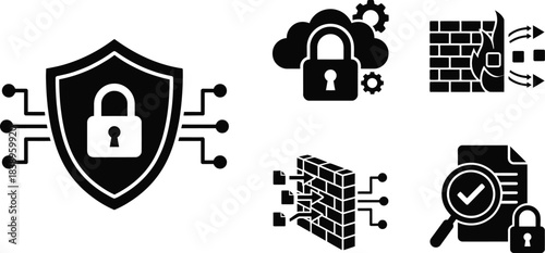 Cybersecurity service flat vector design on white background