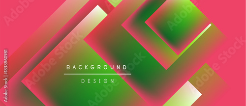 Abstract gradient layers create dynamic visual effect. Pink, green hues blend, forming modern background design. Text reads background design.
