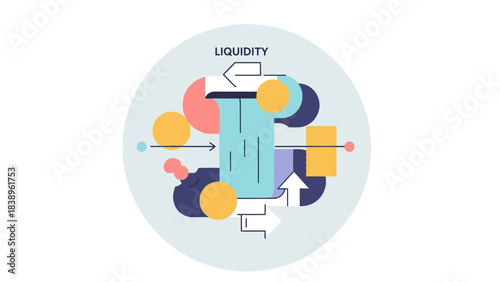 Liquidity Flow Concept Design with Arrows, Circles and Rectangle Shapes