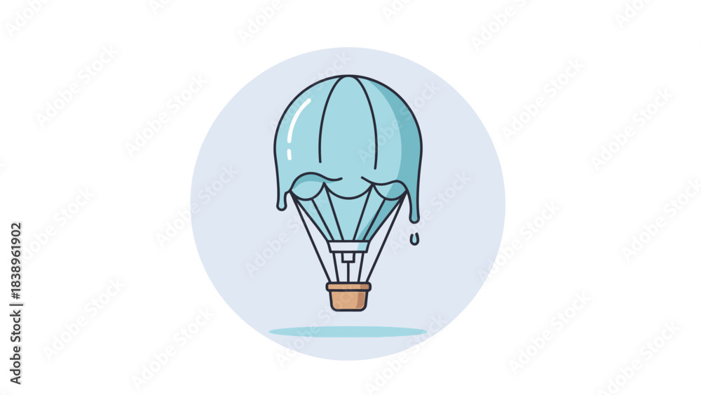 Obraz premium Air Balloon Icon Design Whimsical Blue Sky Flight and Adventure in a Circle Design