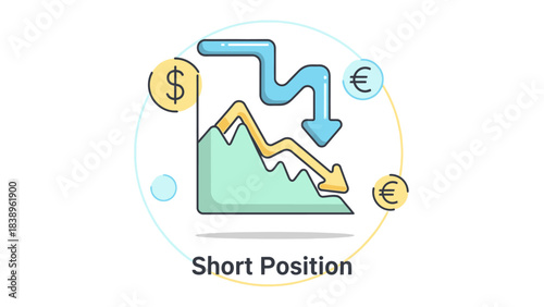 Short Position Stock Market Decline, Falling Trends, Financial Downturn Stock Vector