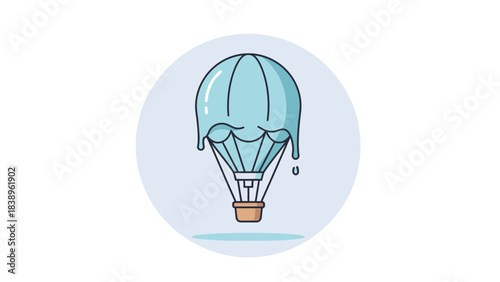 Air Balloon Icon Design Whimsical Blue Sky Flight and Adventure in a Circle Design