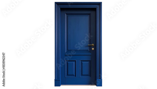 Isolated blue door on black backdrop
