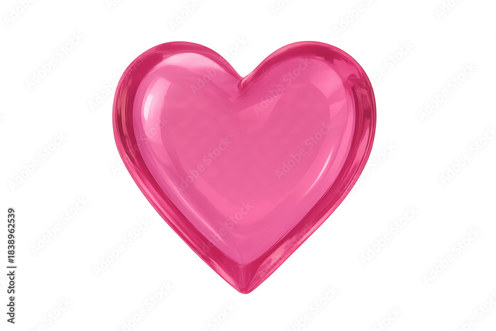Fototapeta premium Pink glossy glass heart transparent background