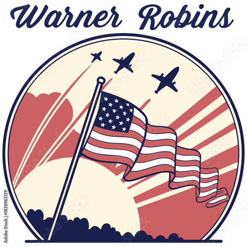 Warner Robins Sunset Air Show – Patriotic Georgia Illustration