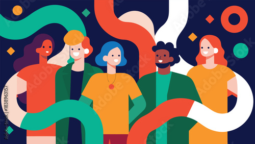 group of people holding hands people cartoon business illustration vector family party children drawing art design icon 