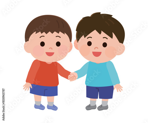 仲良しの男の子たち　イラスト