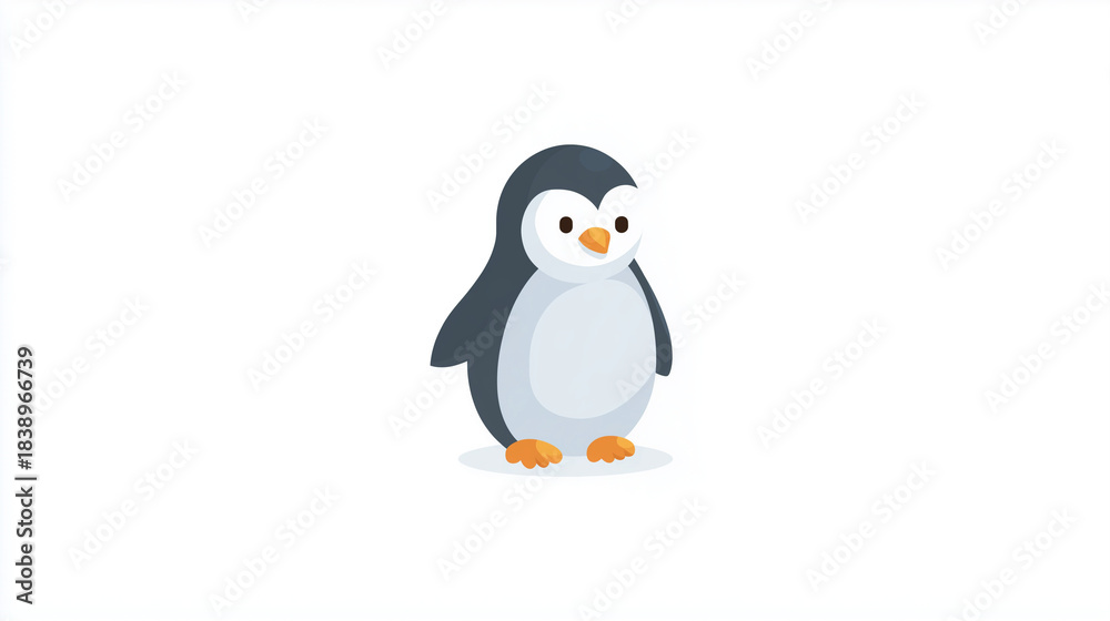 Naklejka premium かわいいペンギンが描かれたやさしい雰囲気のイラスト