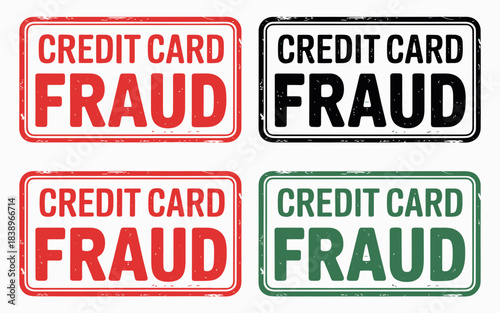 Credit card fraud grunge rubber stamp warning vector illustration