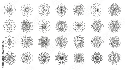 Ornamental Mandala Pattern CAD Elements Decorative Geometric Design Blueprint Symbols Architecture Detail Library
