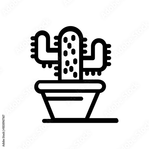 A simple line cactus icon representing desert plants, minimal nature design, home decor, and modern botanical themes. Suitable for eco concepts, interior decoration, summer graphics. EPS 10