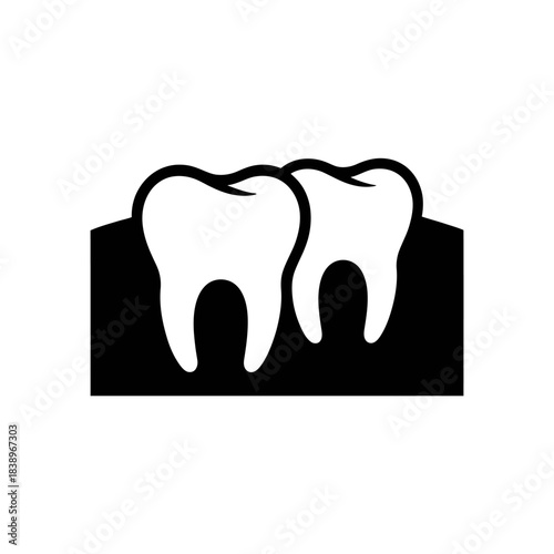 Dental health and hygiene icon showing two teeth in the gums