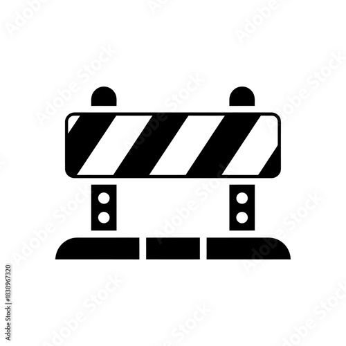 Road construction barrier icon, under construction symbol sign