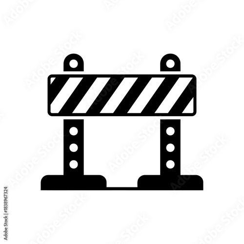 Road construction barrier icon symbolizing warning and caution
