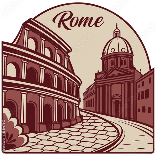 Rome Georgia Architecture – Vintage City Landmark Illustration